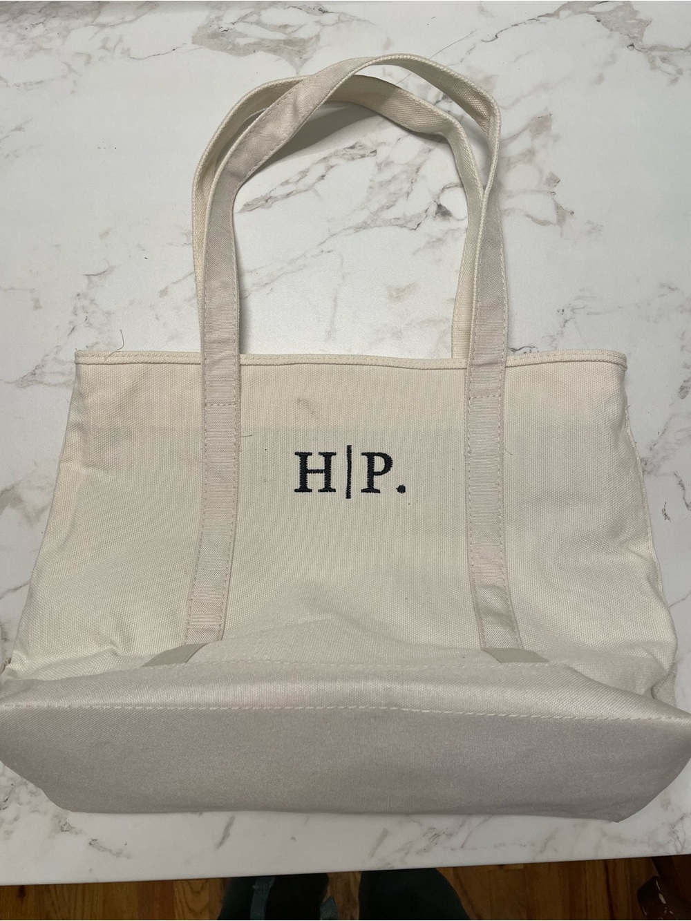 Cream Canvas Tote Bag with Short Handle